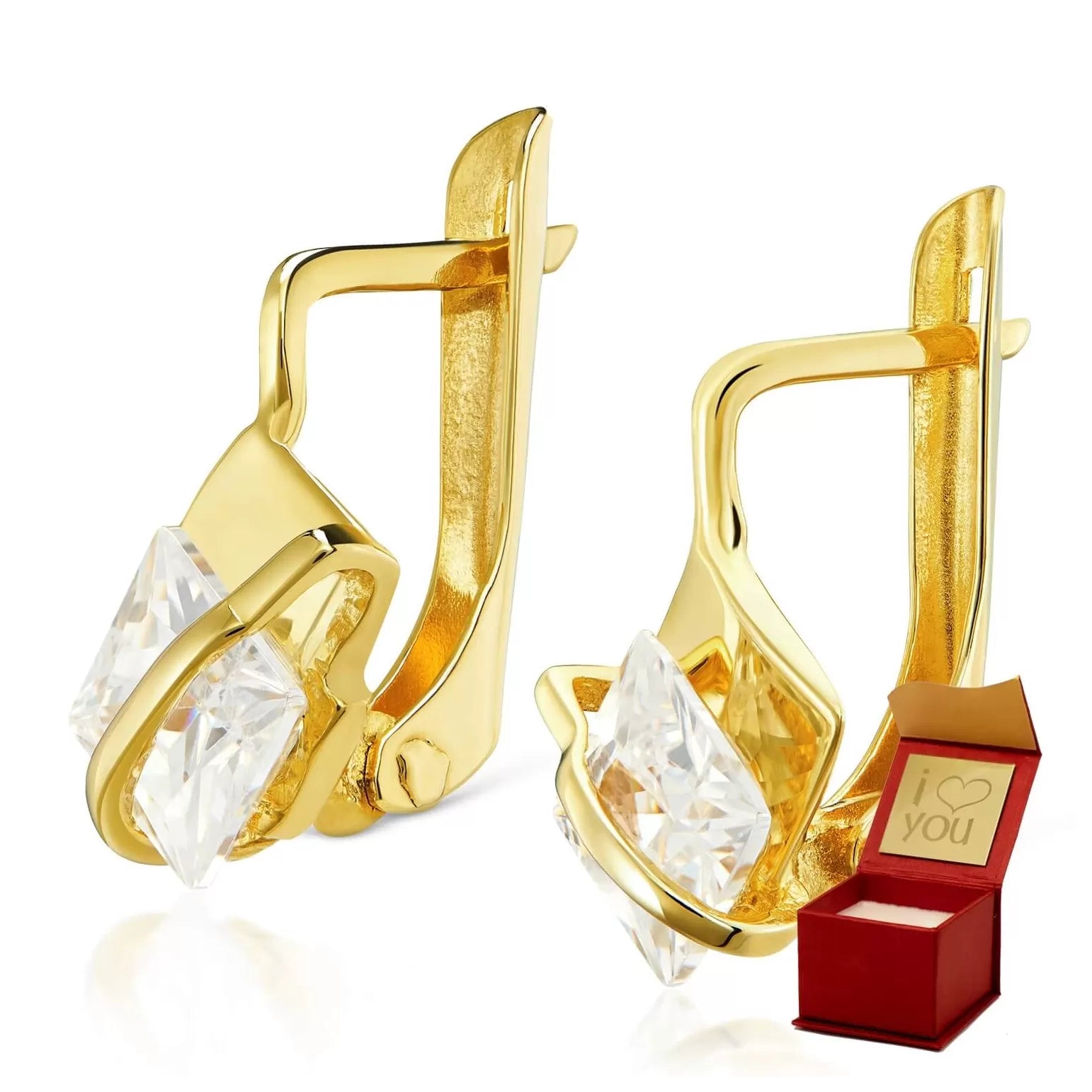 Cercei Aur 8K Model Bandă cu Zirconiu