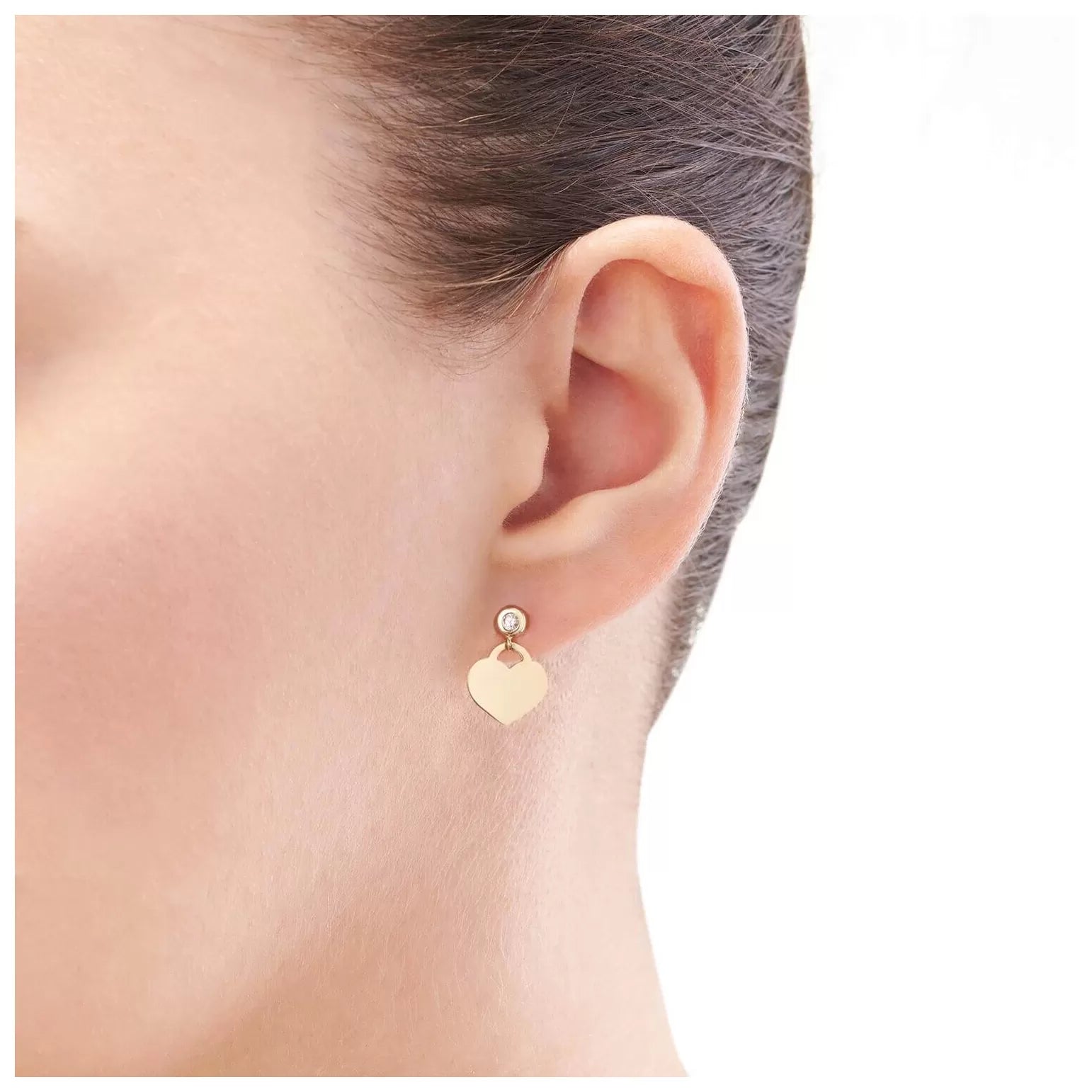 Cercei Aur 8K Inimă Plină cu Zirconiu