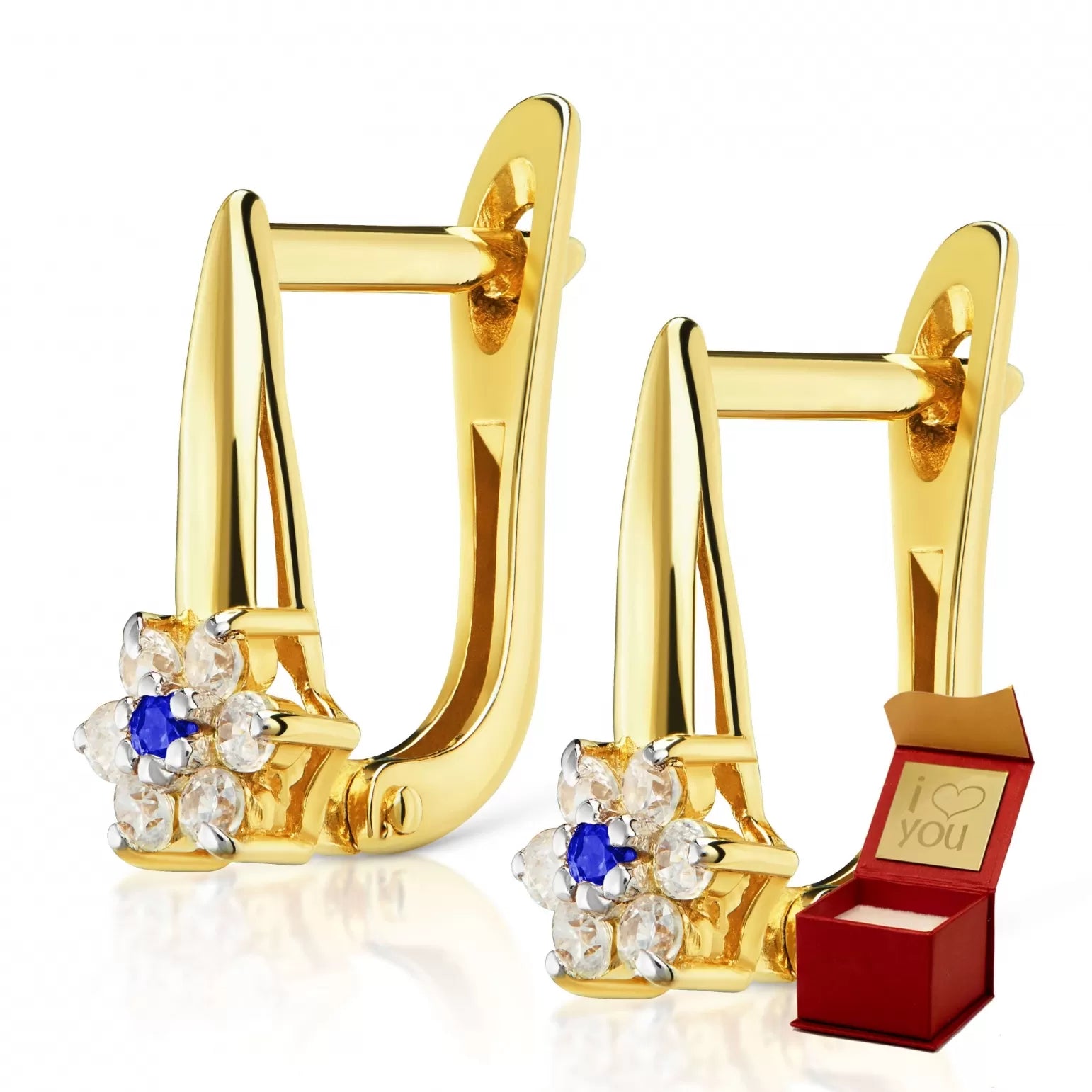 Cercei Aur 8K cu Zirconii, Model Floare