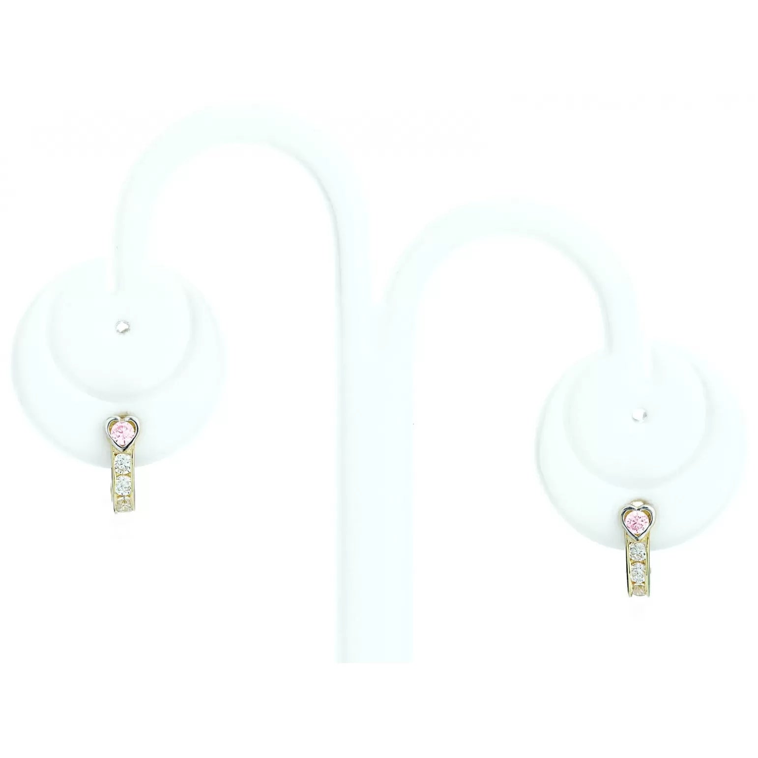 Cercei Aur 8K Inimă Roz cu Zirconii