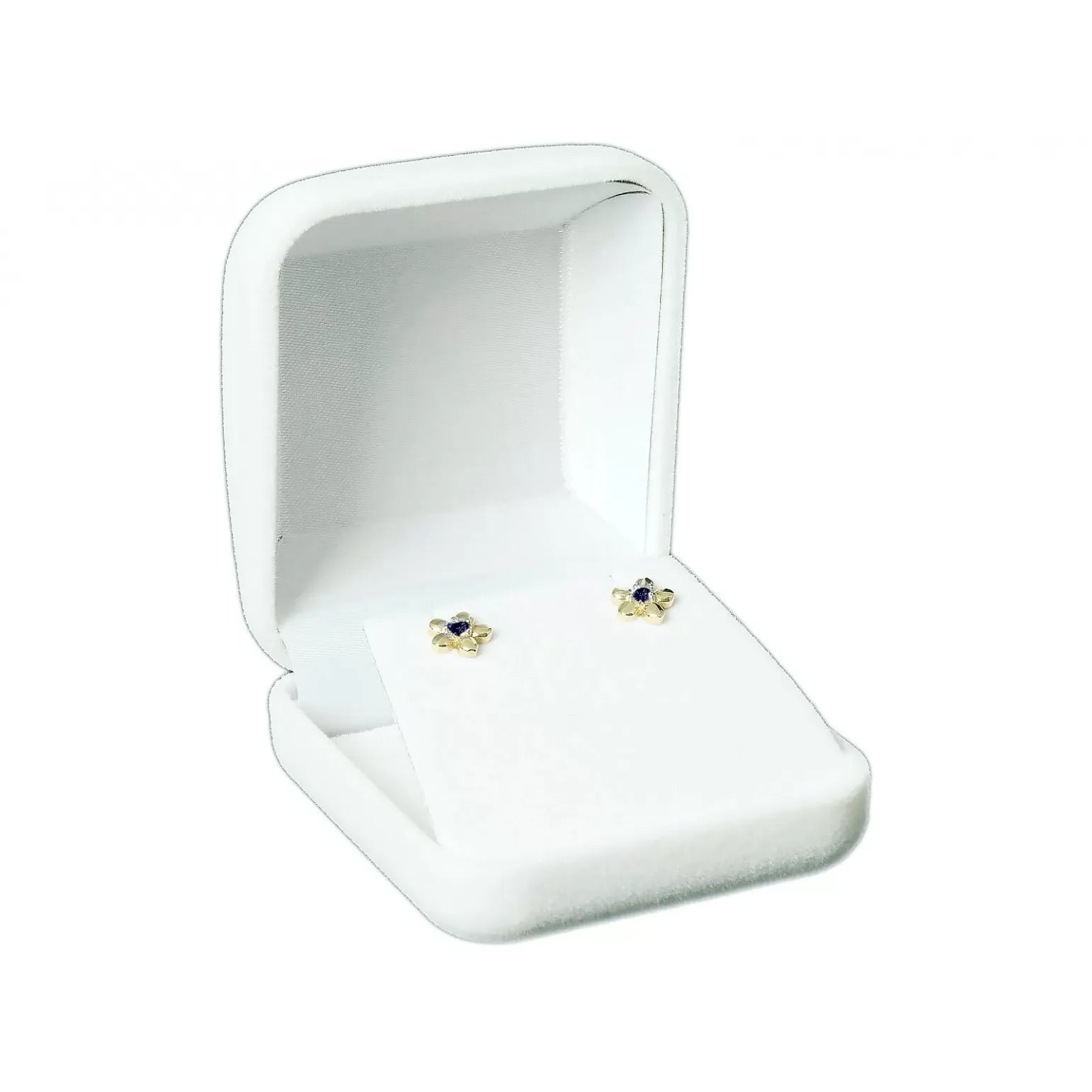 Cercei Aur 8K cu Zirconiu Albastru, Model Floral