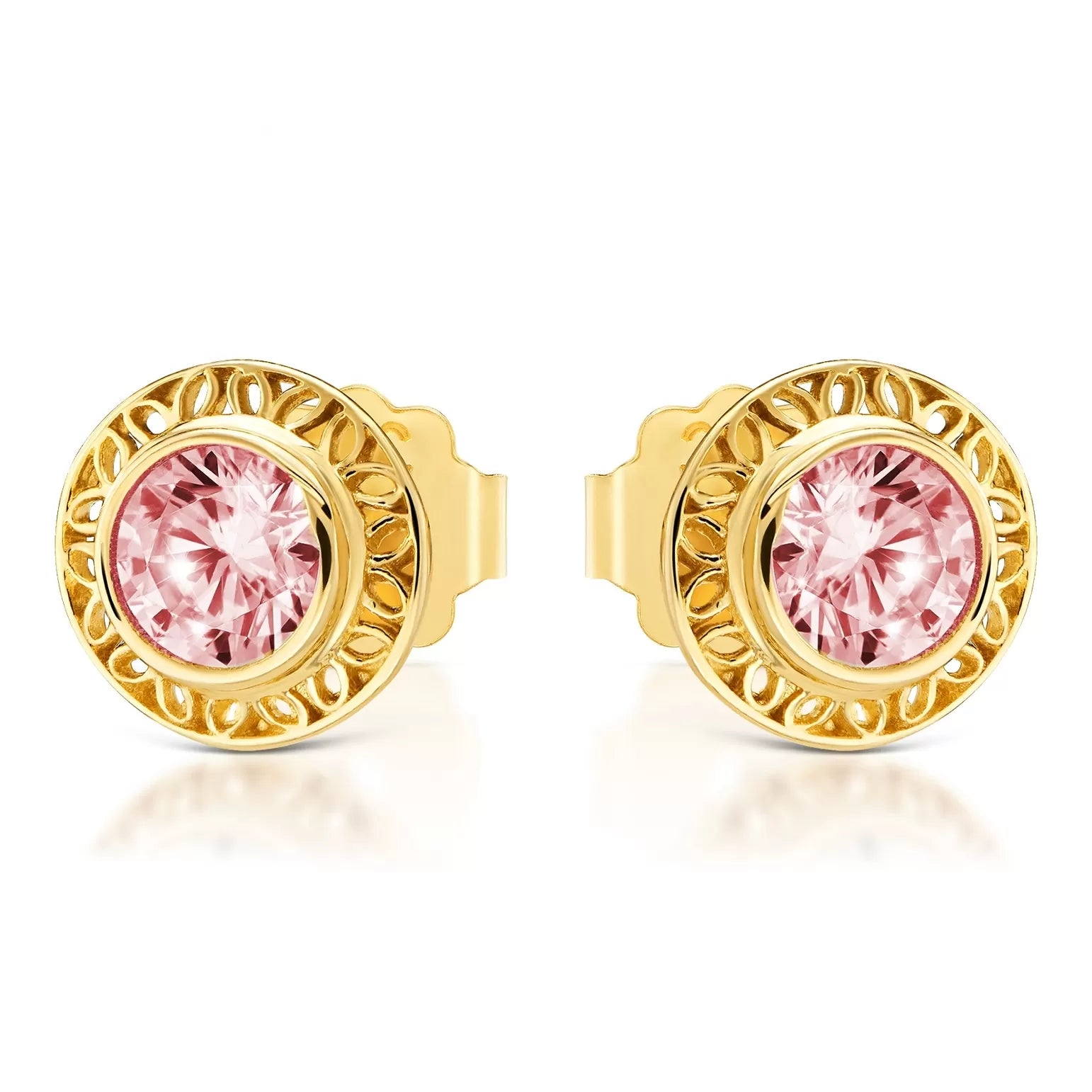 Cercei din Aur 8K cu Zirconiu Roz