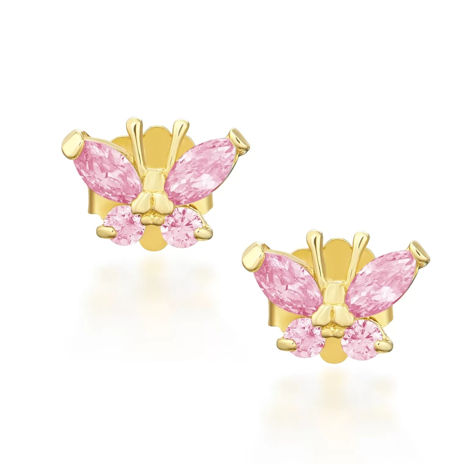 Cercei Fluturi din Aur 8K Roz Deschis