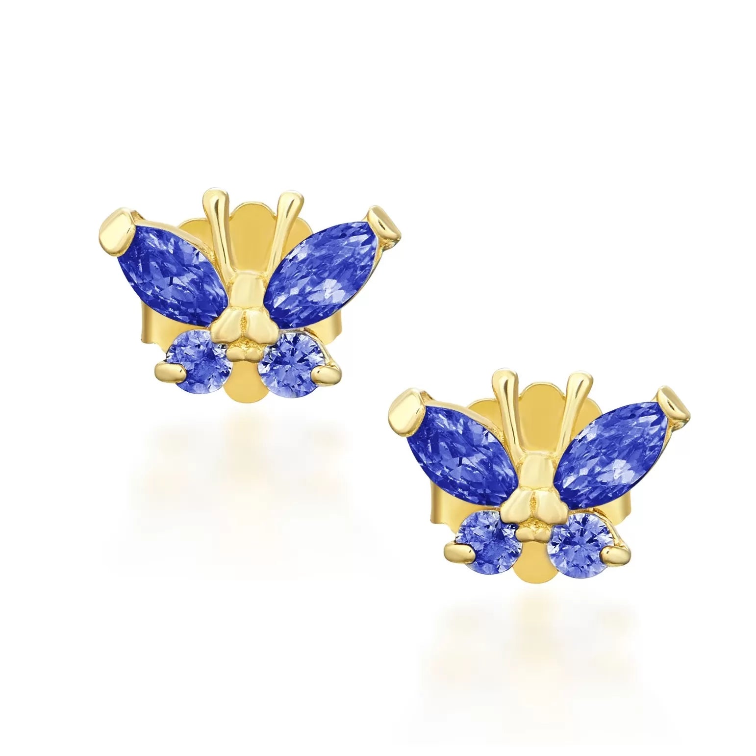 Cercei Aur 8K Fluturi Albaștri