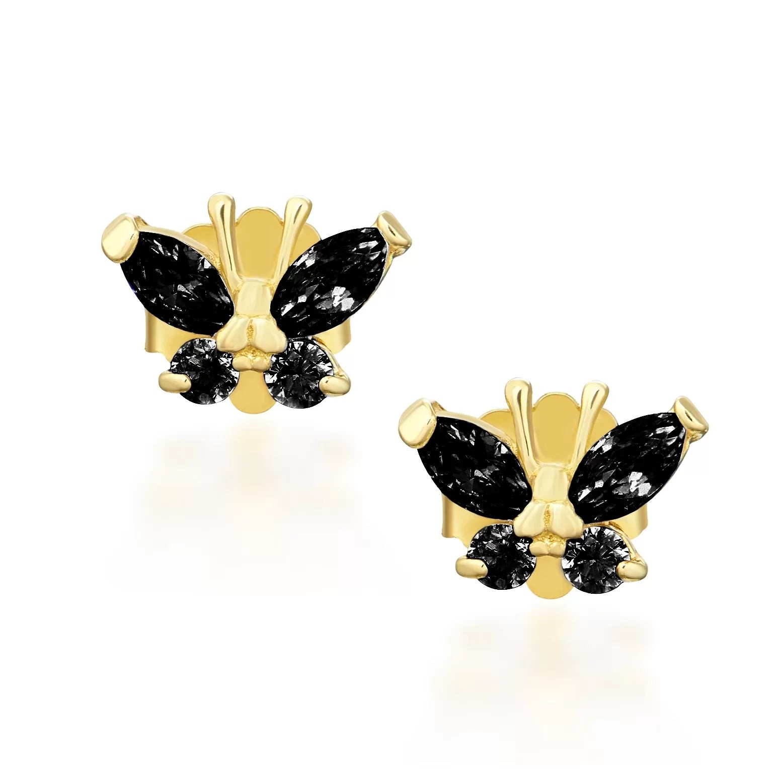 Cercei Aur 8K Fluturi Negri