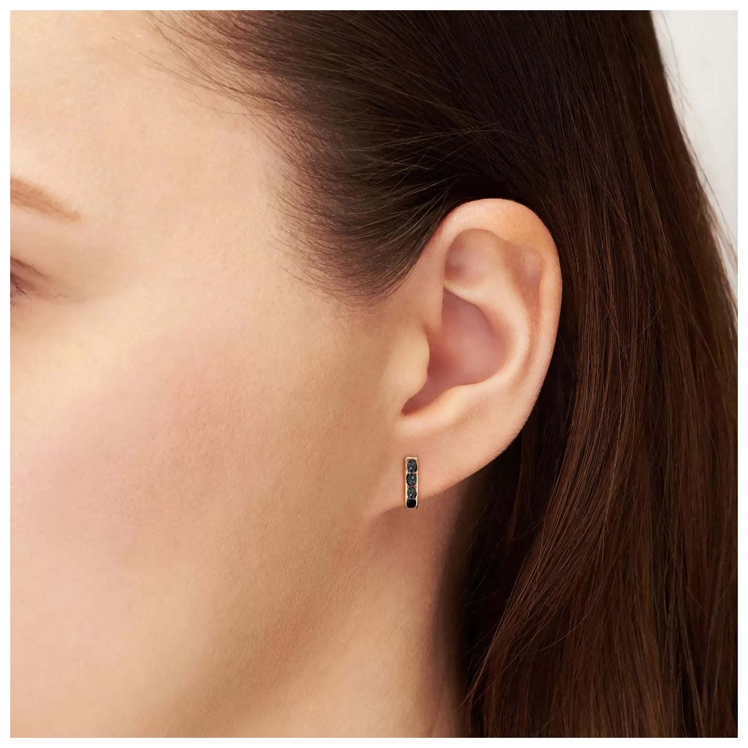 Cercei Aur 8K Dreptunghiuri Dublu Negre