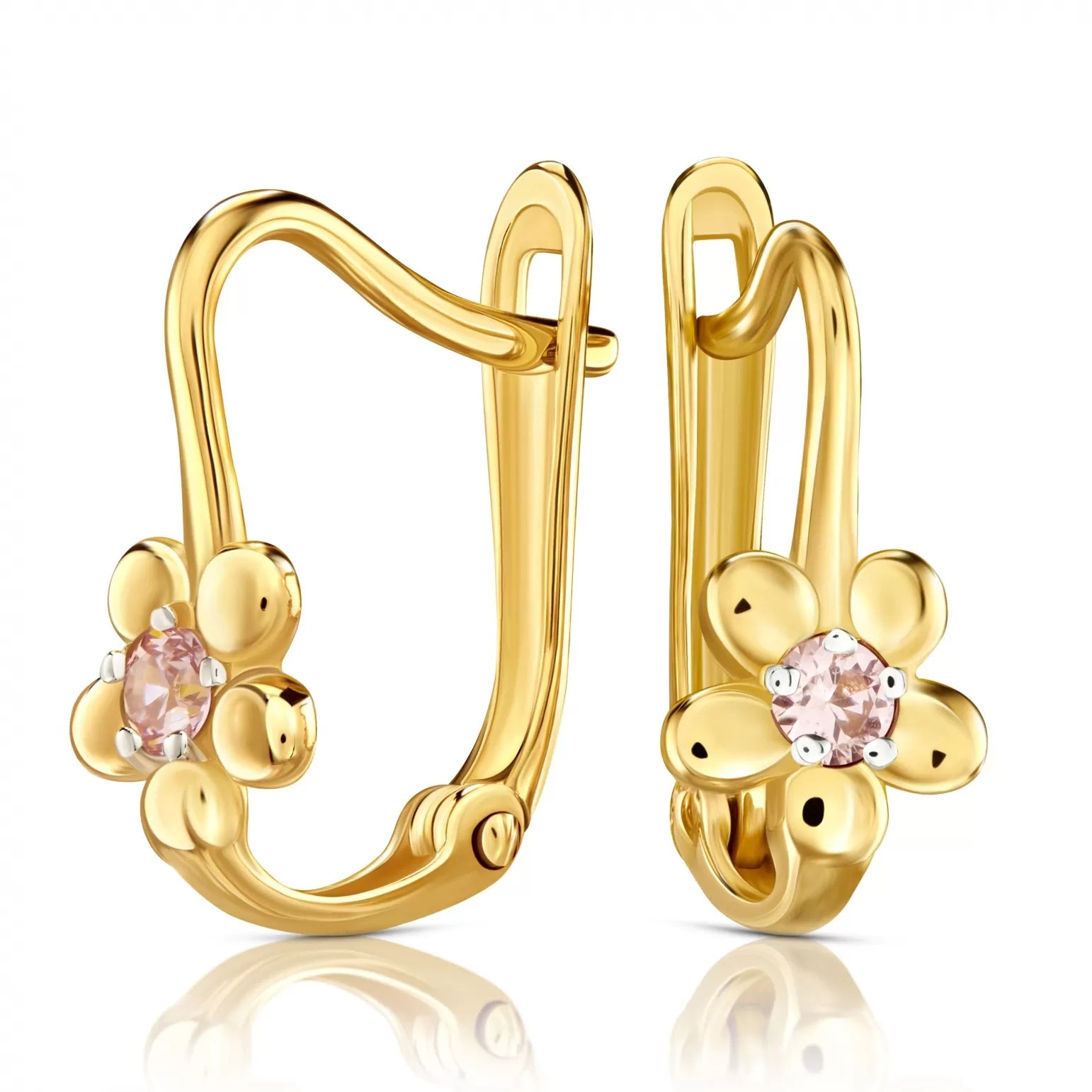 Cercei Aur 8K Flowers Roz Deschis