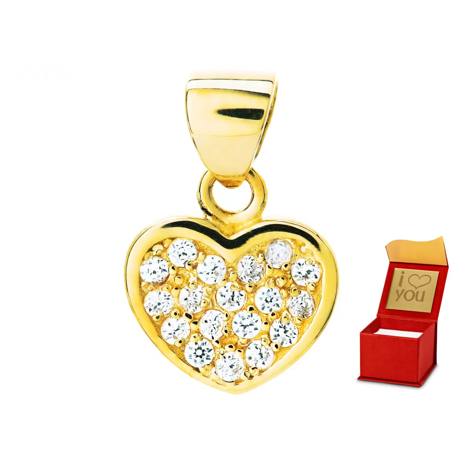 Pandantiv Aur 8K Inimă cu Zirconii