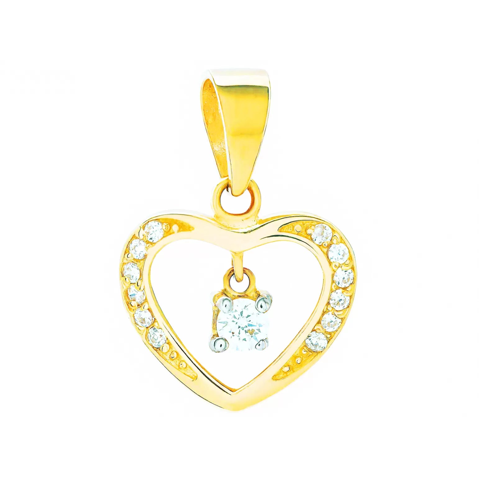 Pandantiv Aur 8K Inimă cu Zirconii