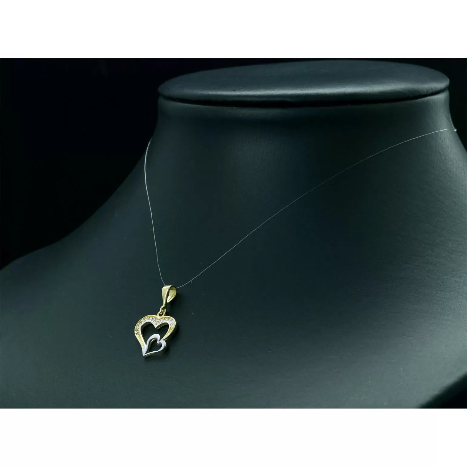 Pandantiv Elegant din Aur 8K în Formă de Inimă, cu Zirconii Albe - 2.1181