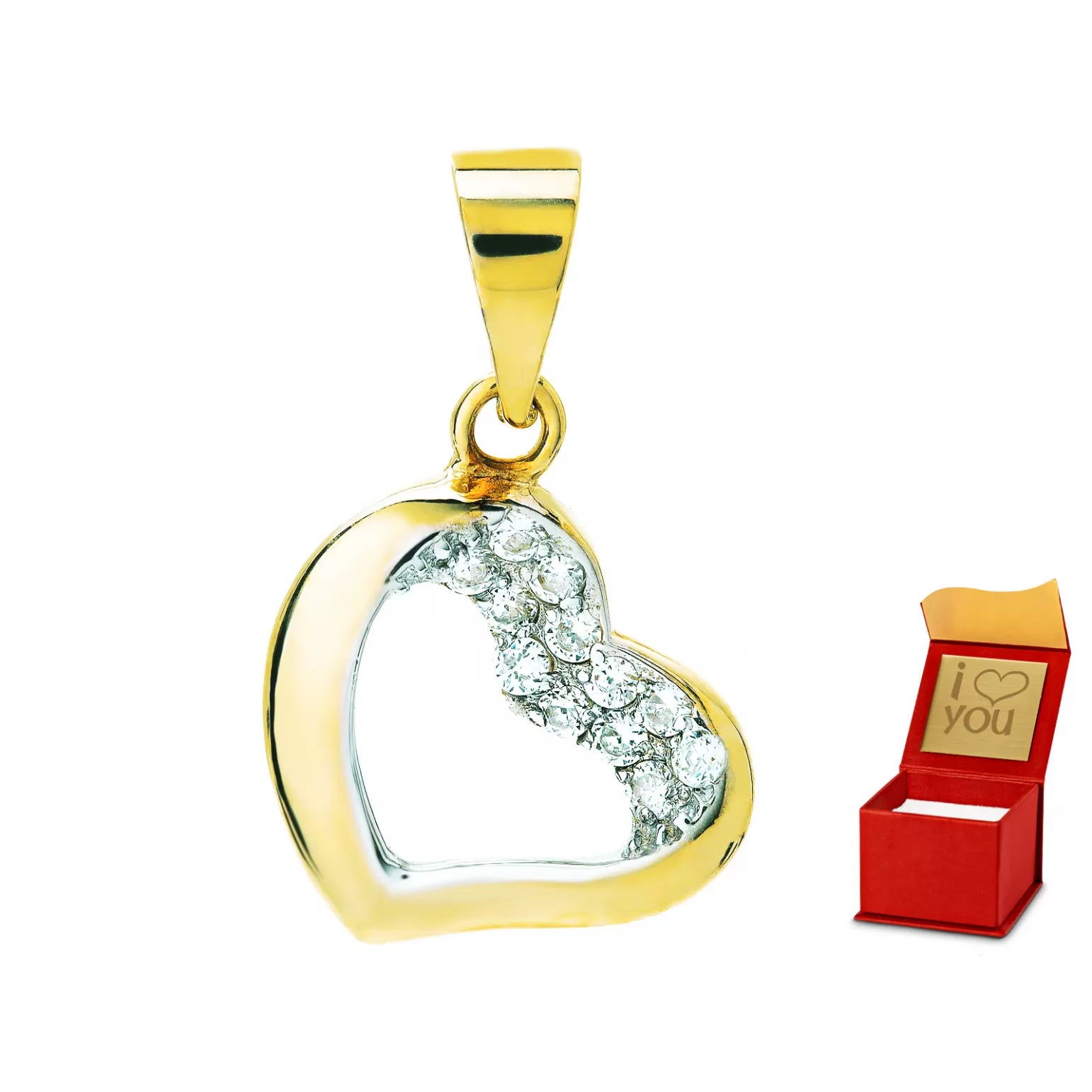 Pandantiv Aur 8K Inimă cu Zirconii