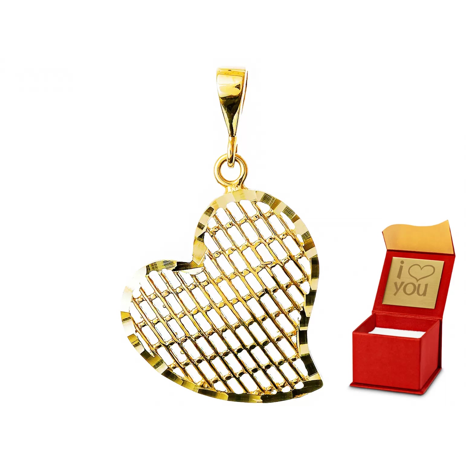 Pandantiv Inimă Aur 8K Ajurată