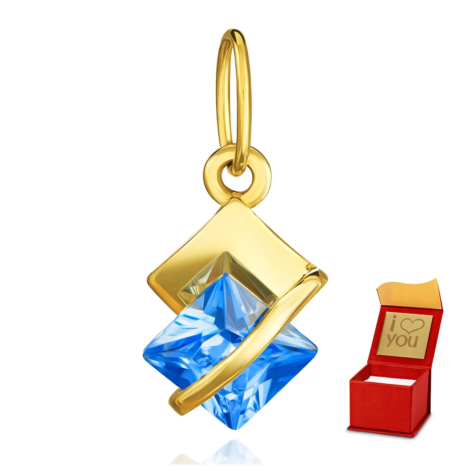 Pandantiv din Aur 8K cu Zirconiu Albastru