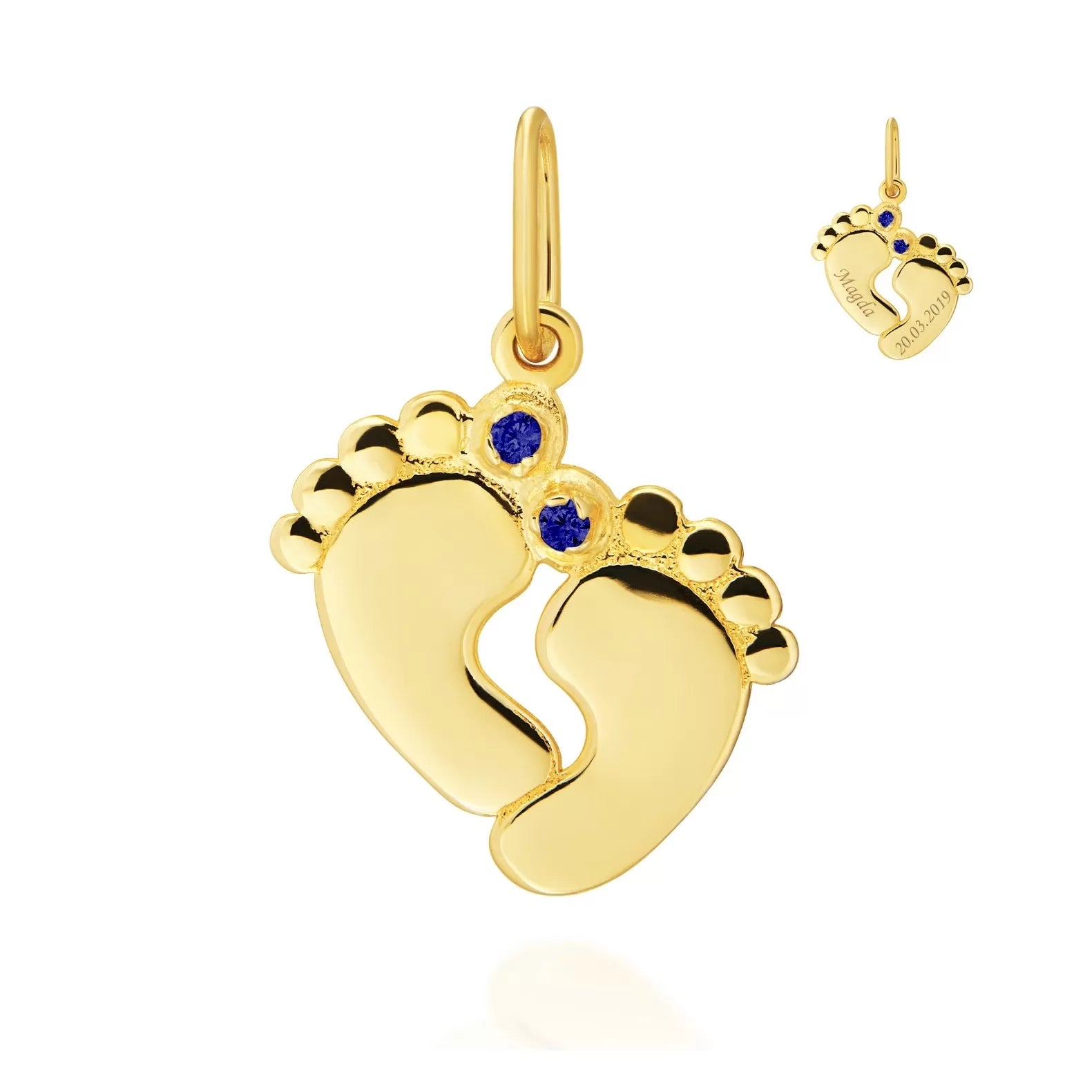 Pandantiv Piciorușe din Aur 8K cu Piatră Albastră