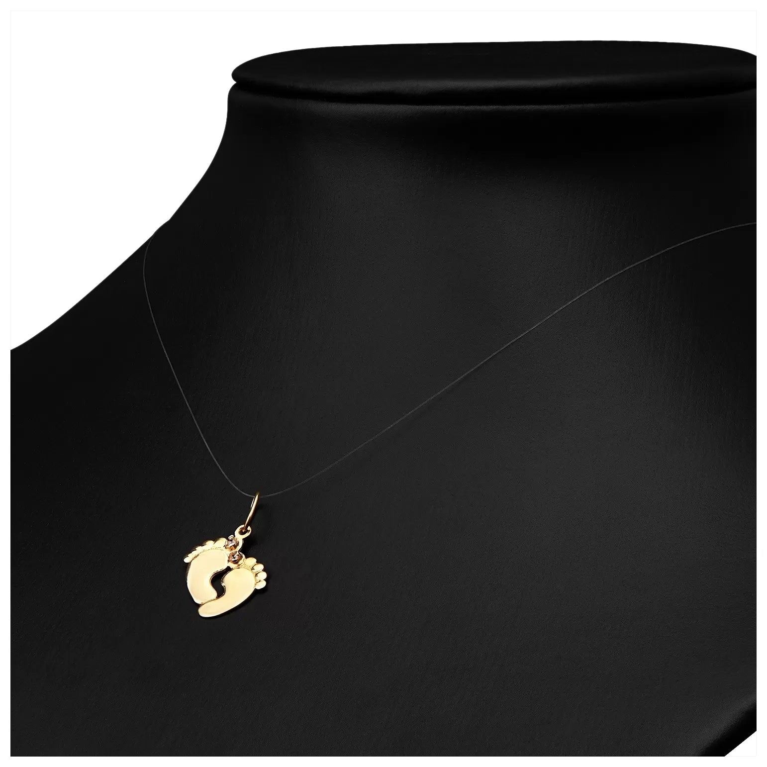 Pandantiv Piciorușe din Aur 8K cu Piatră Albastră