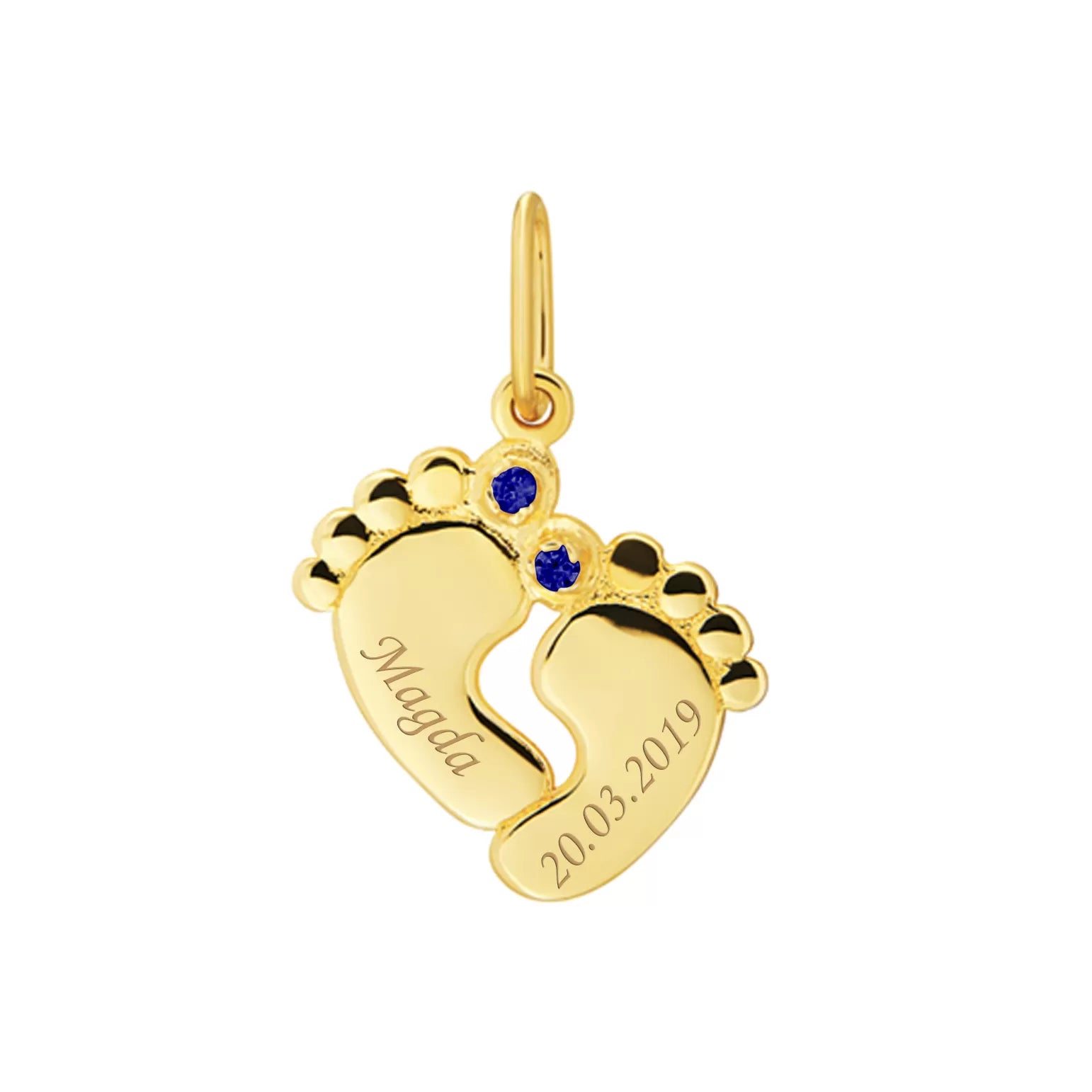 Pandantiv Piciorușe din Aur 8K cu Piatră Albastră