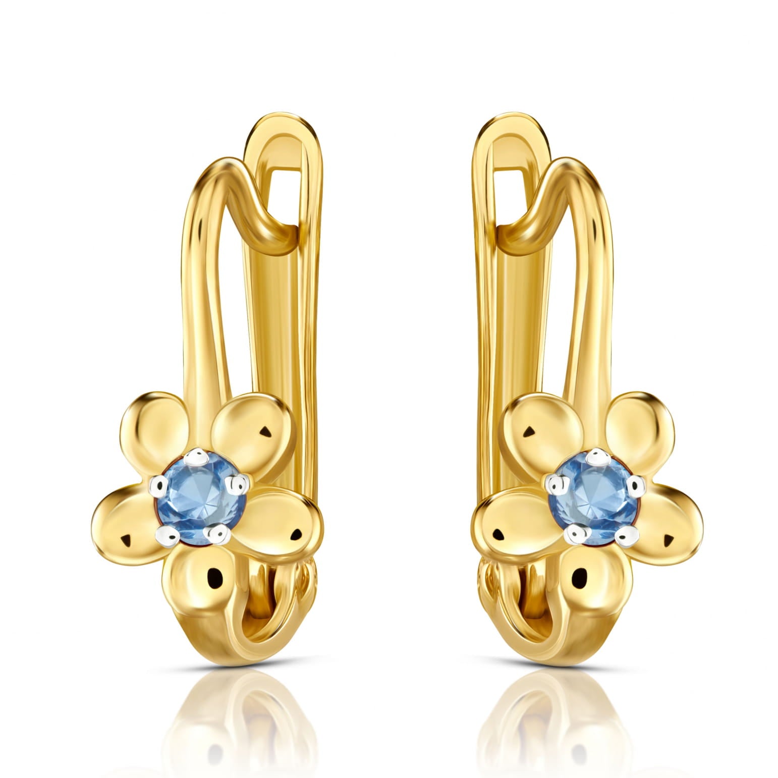 Cercei Aur 8K Flowers Aqua