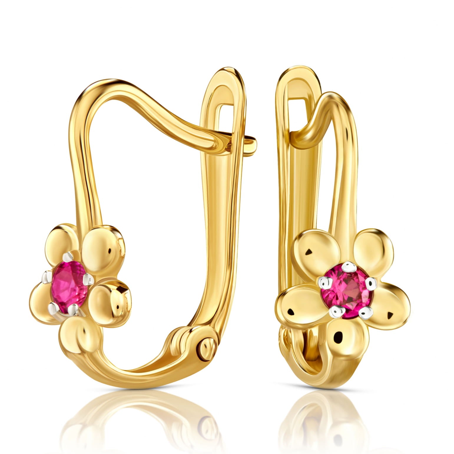 Cercei din Aur 8K Flowers Roz Închis