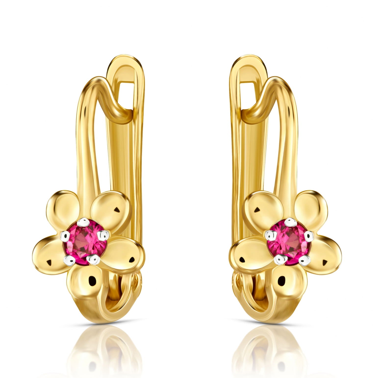 Cercei din Aur 8K Flowers Roz Închis