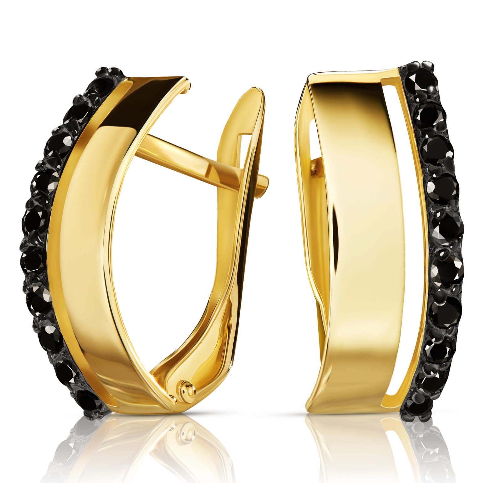 Cercei Aur 8K Lana cu Pietre Negre