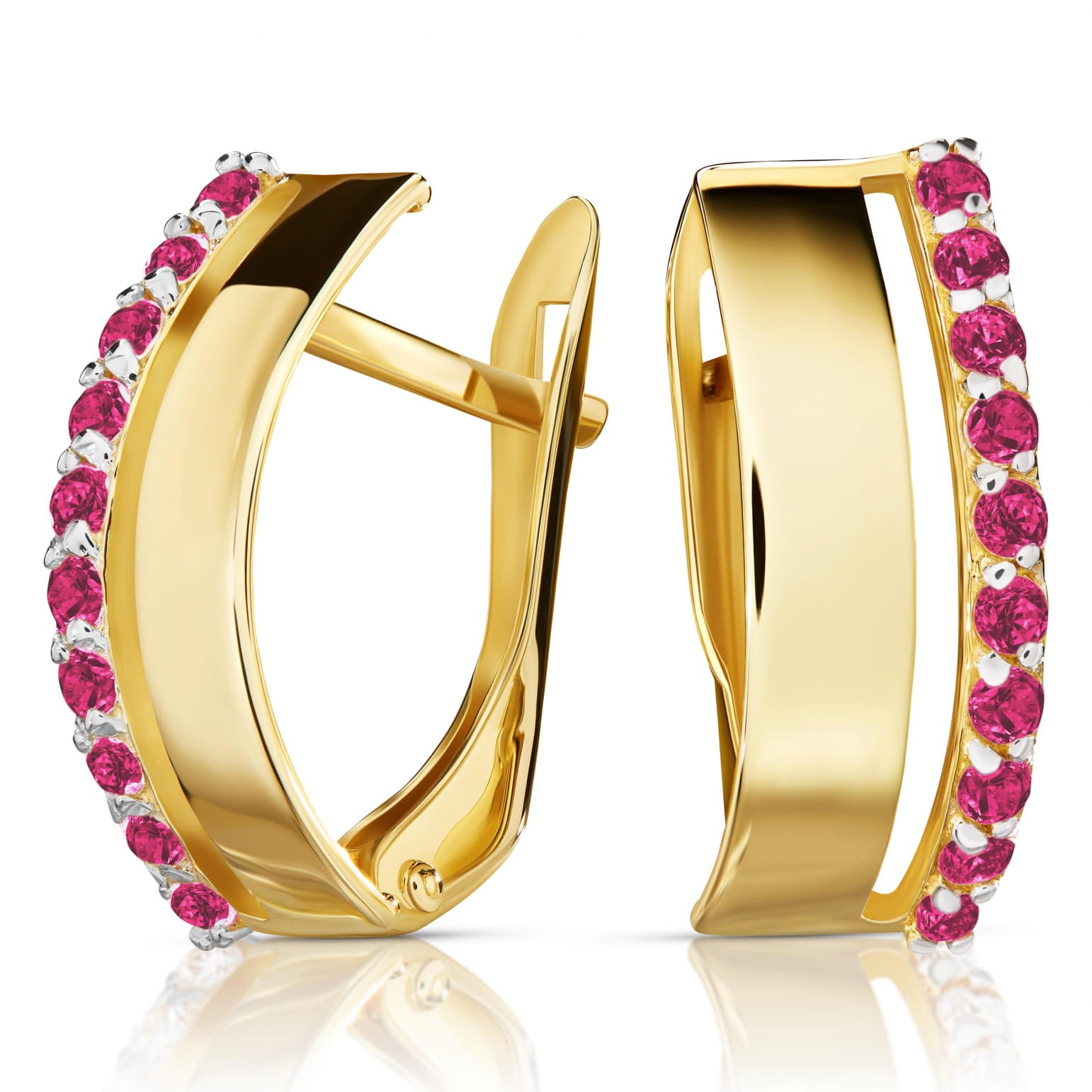 Cercei din Aur 8K Lana cu Pietre Rubin, 3.2497cz