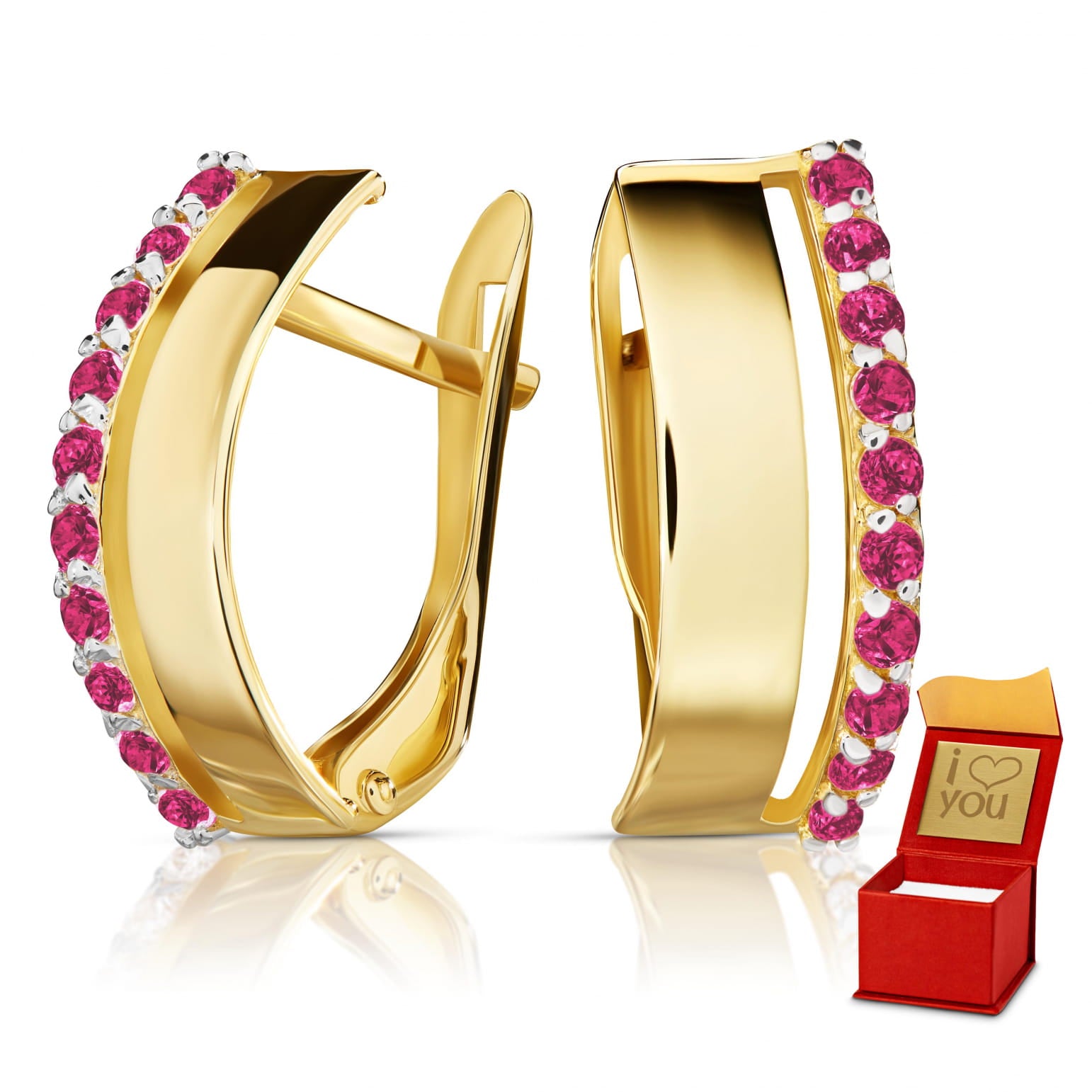 Cercei din Aur 8K Lana cu Pietre Rubin, 3.2497cz