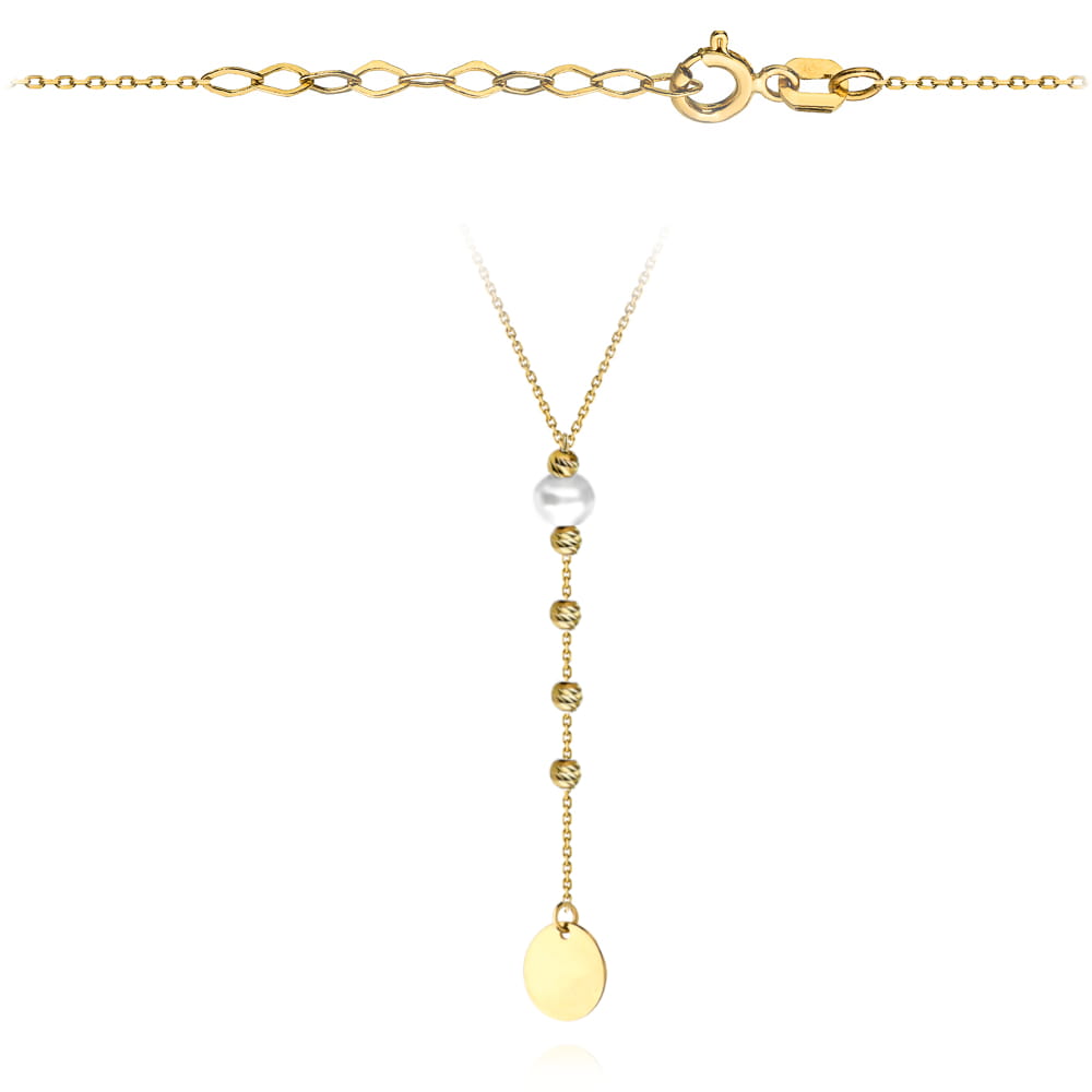 Colier cu Banut, Perla si Bilute- Aur 14k