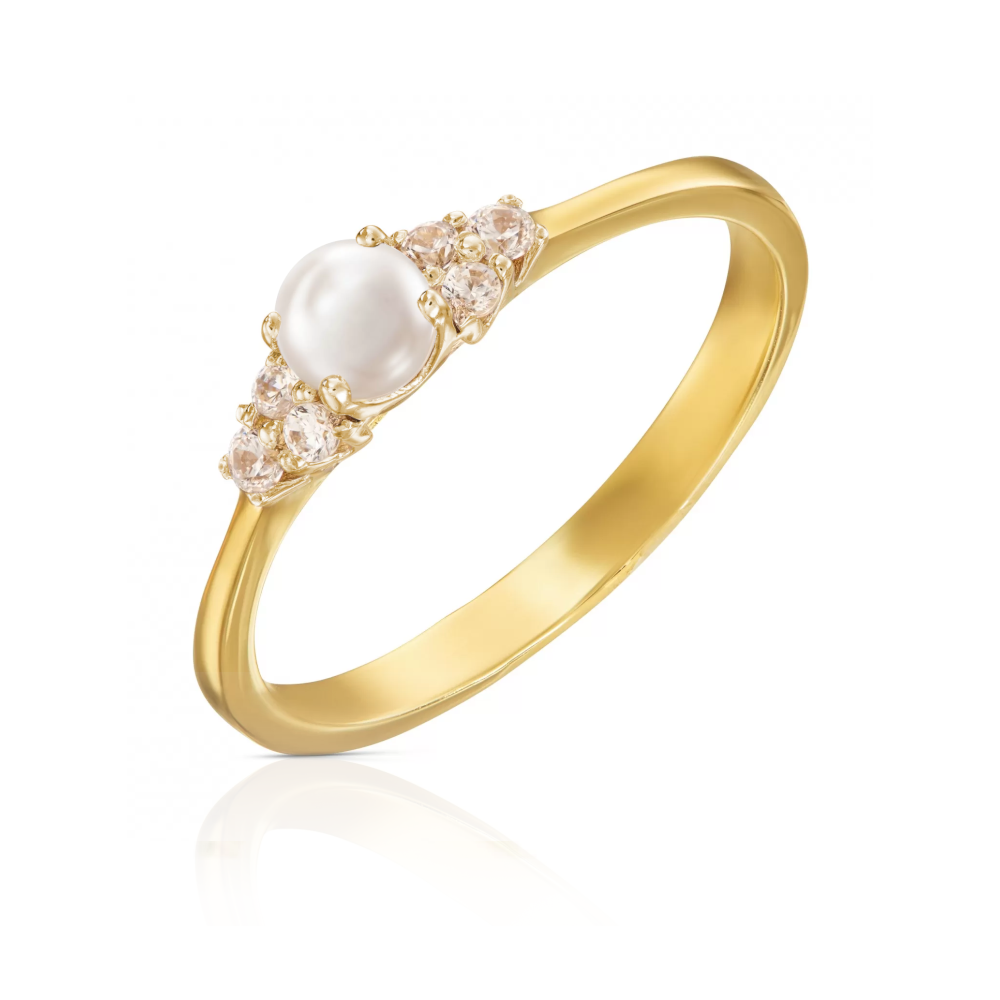 Inel de aur 14k cu perle si zirconii