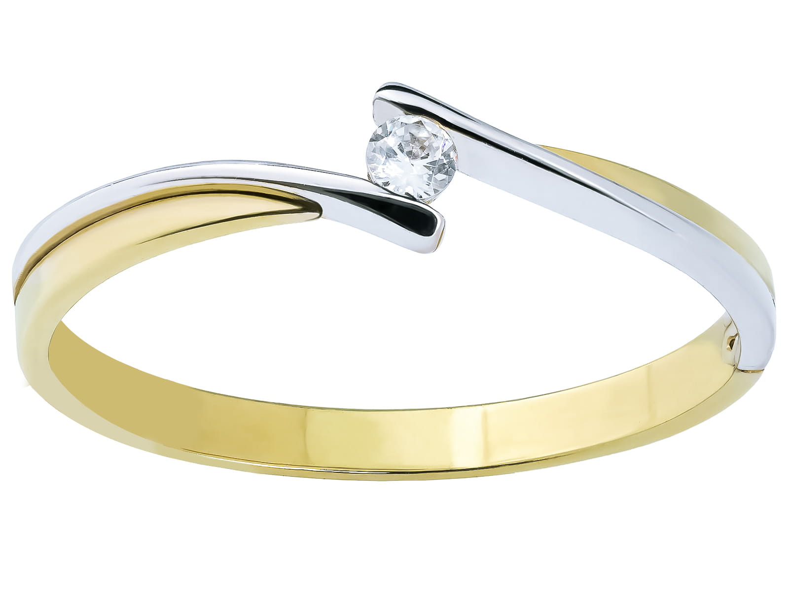 Inel Elegent Cu Zirconiu În Două Culori De Aur 14K