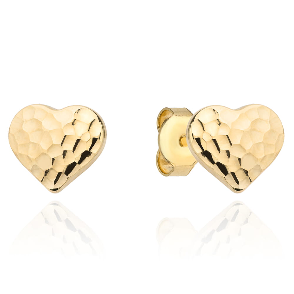 Cercei de aur cu diamante, inimioare goale, super usoare