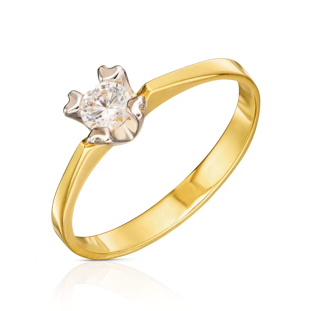 Elegant Inel din Aur 8K cu Zirconiu - Floare