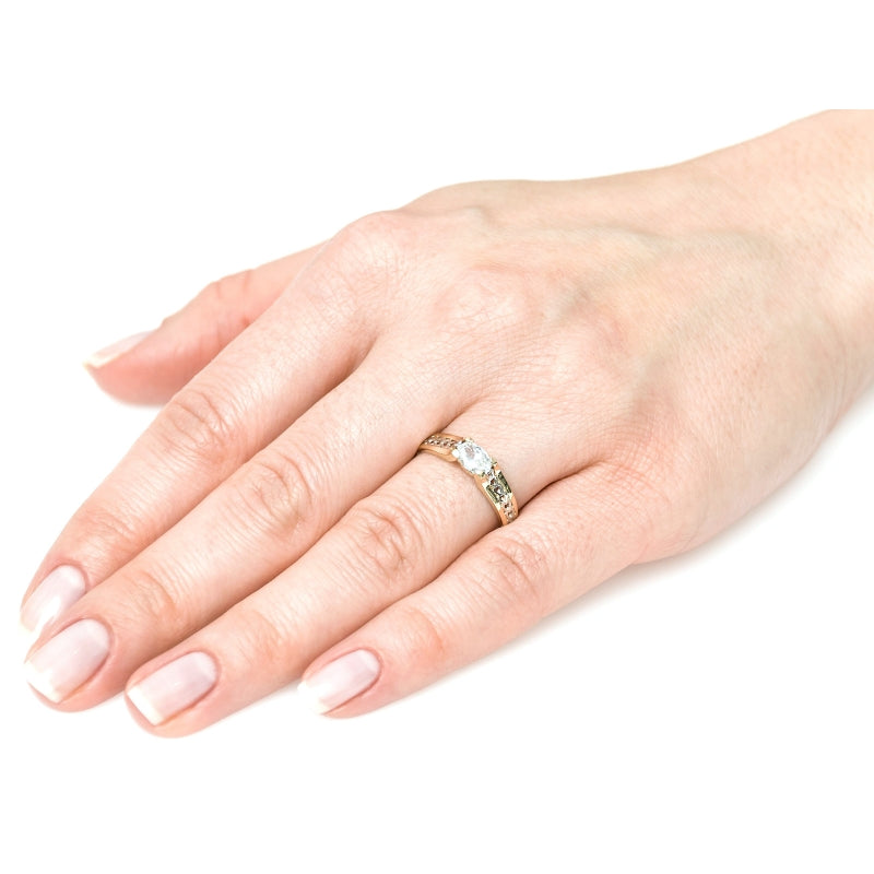 Inel Aur 8K Model Ajour Cu Inimioare