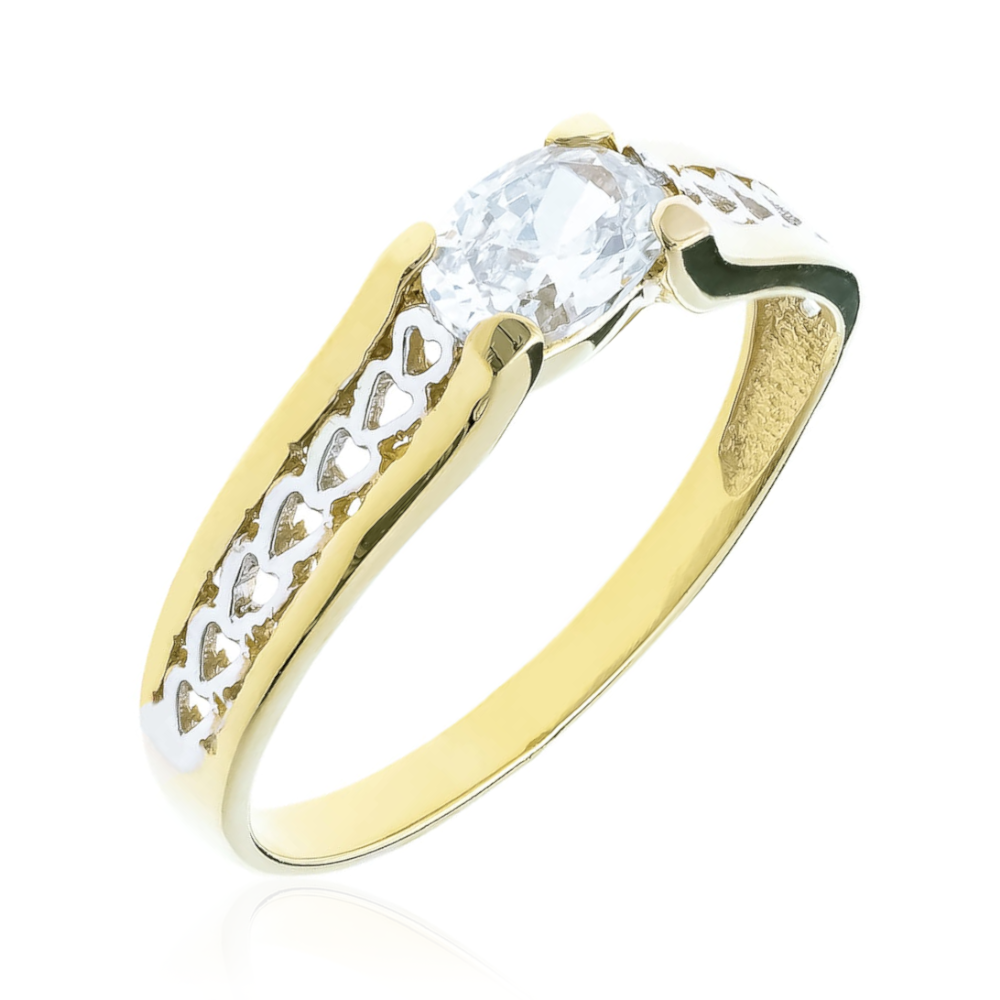 Inel Aur 8K Model Ajour Cu Inimioare