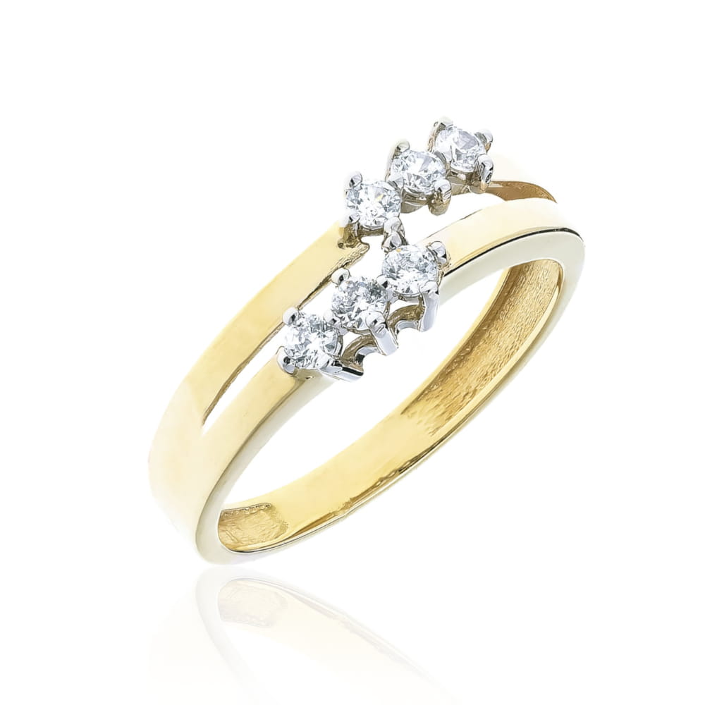 Inel Aur 8K Cu Zirconii - Design Modern