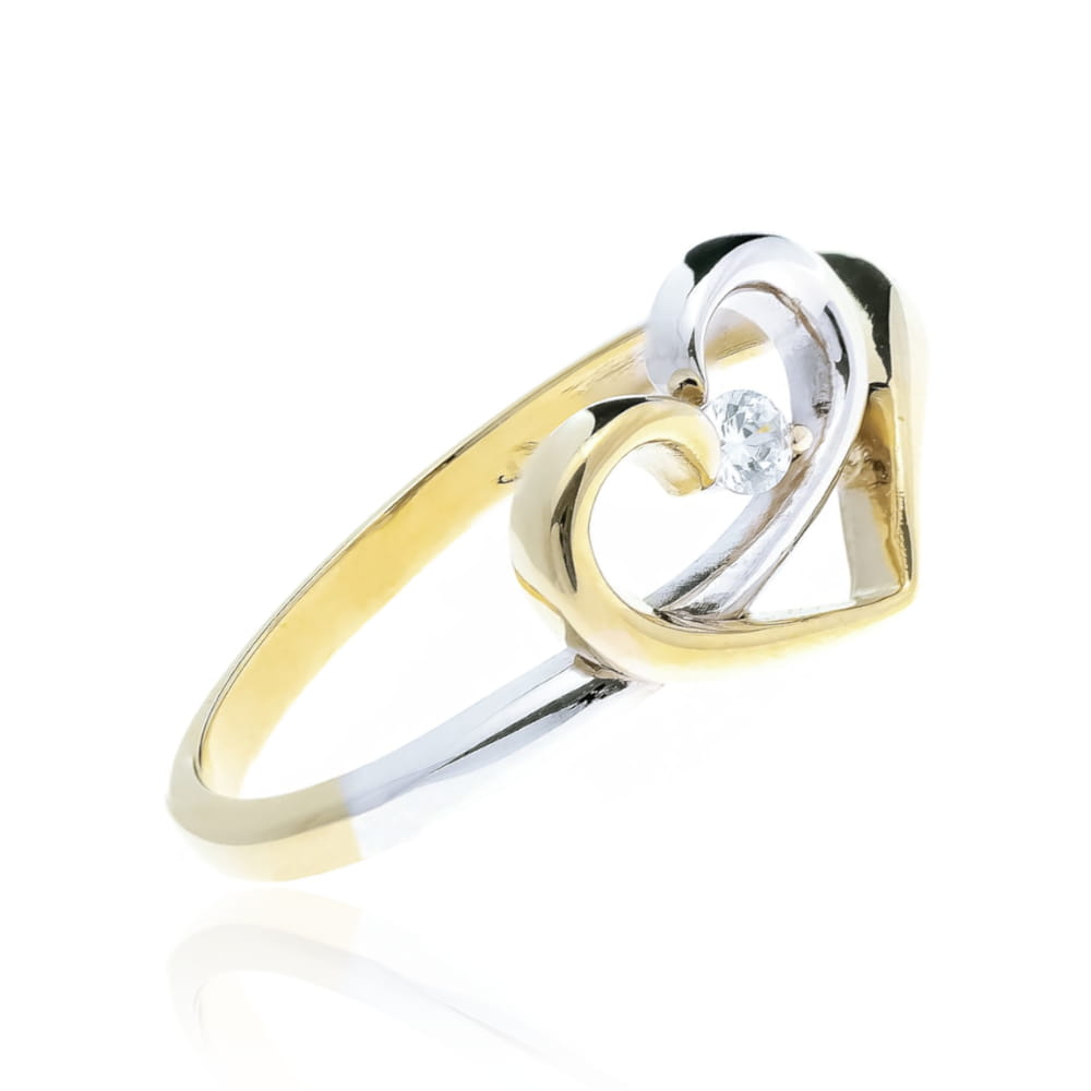 Inel Aur 8K Model Inimă cu Zirconiu