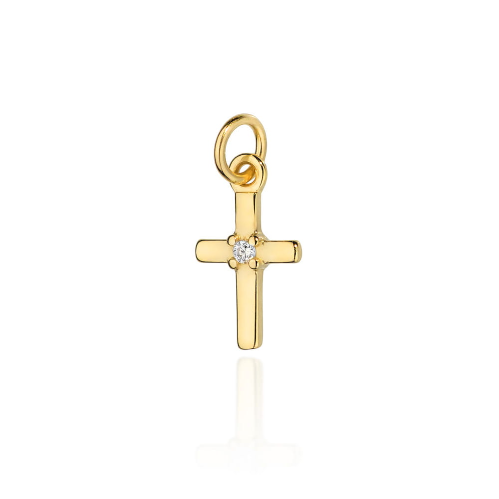 Pandantiv Aur 14k cu Cruciulita si Zircon Alb