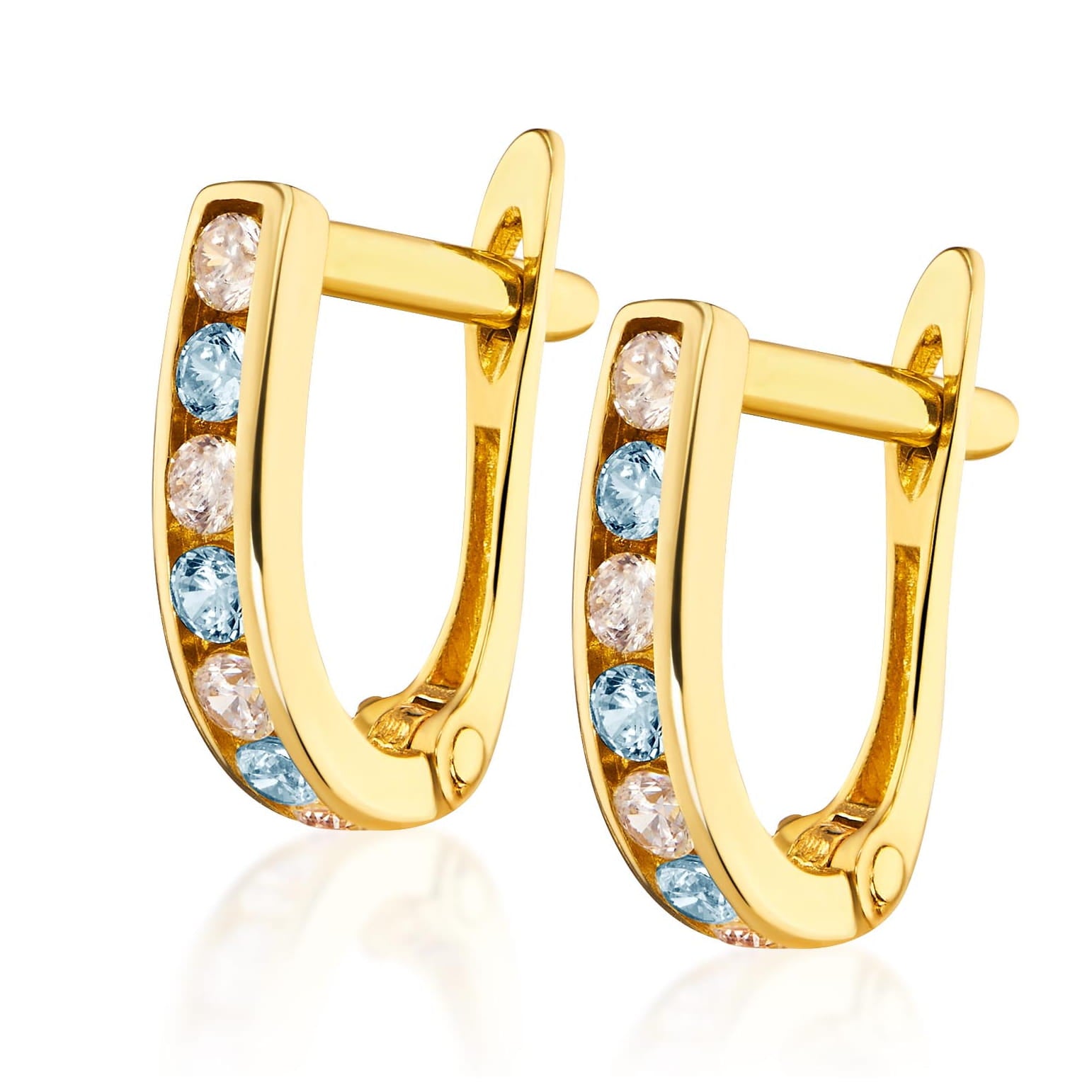 Cercei Aur 8K Sparkle cu Pietre Albastre