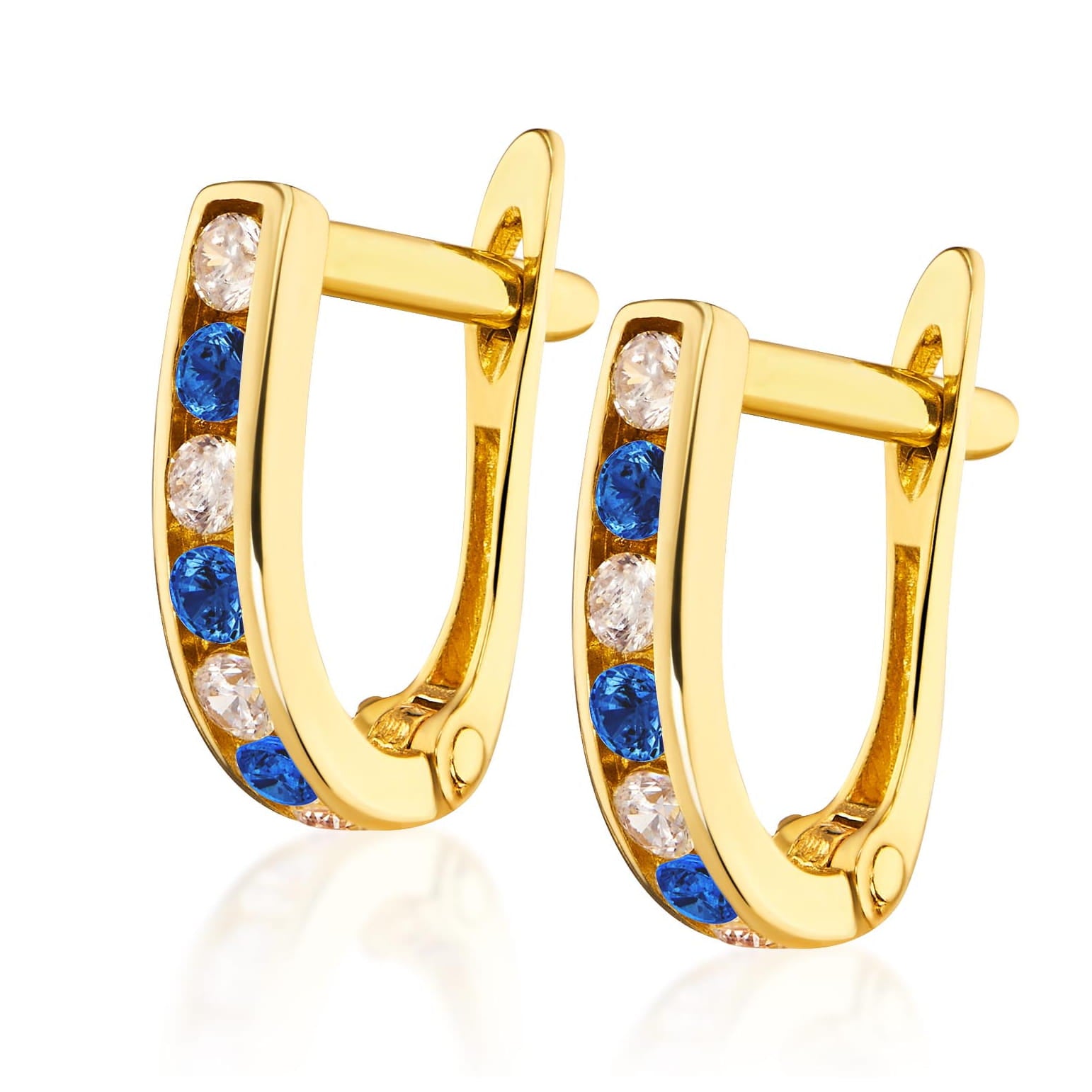 Cercei Aur 8K Drumeții Sparkle Albastru - Eleganță Subtilă pentru Femei