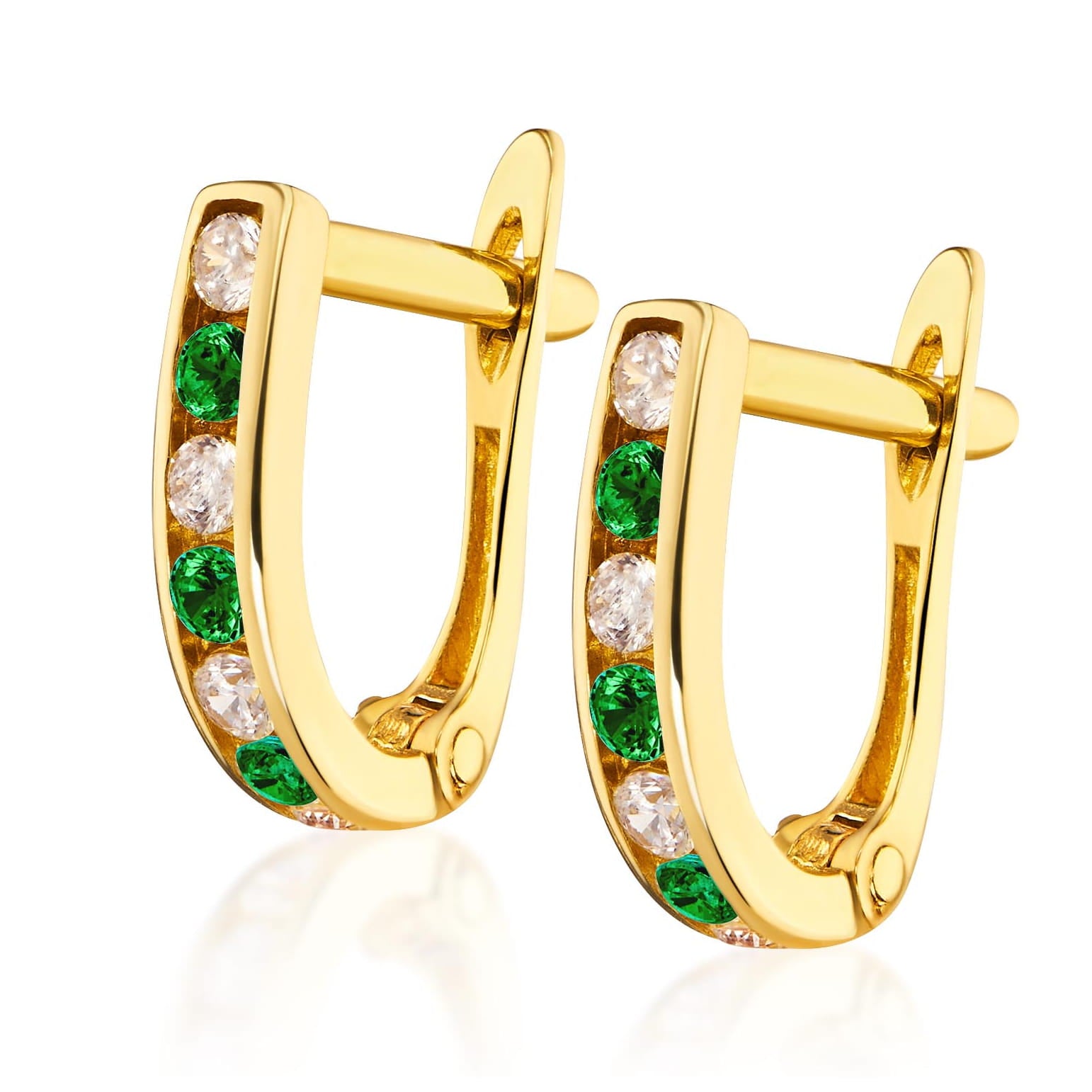Cercei Aur 8K Sparkle cu Zirconiu Verde
