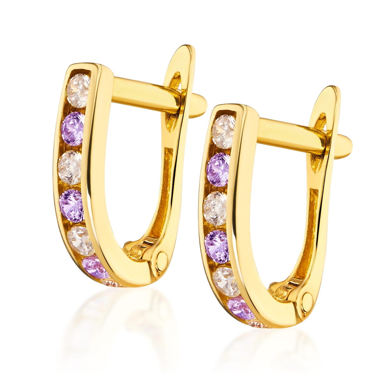 Cercei Aur 8K Sparkle Fiolet - Eleganță și Strălucire