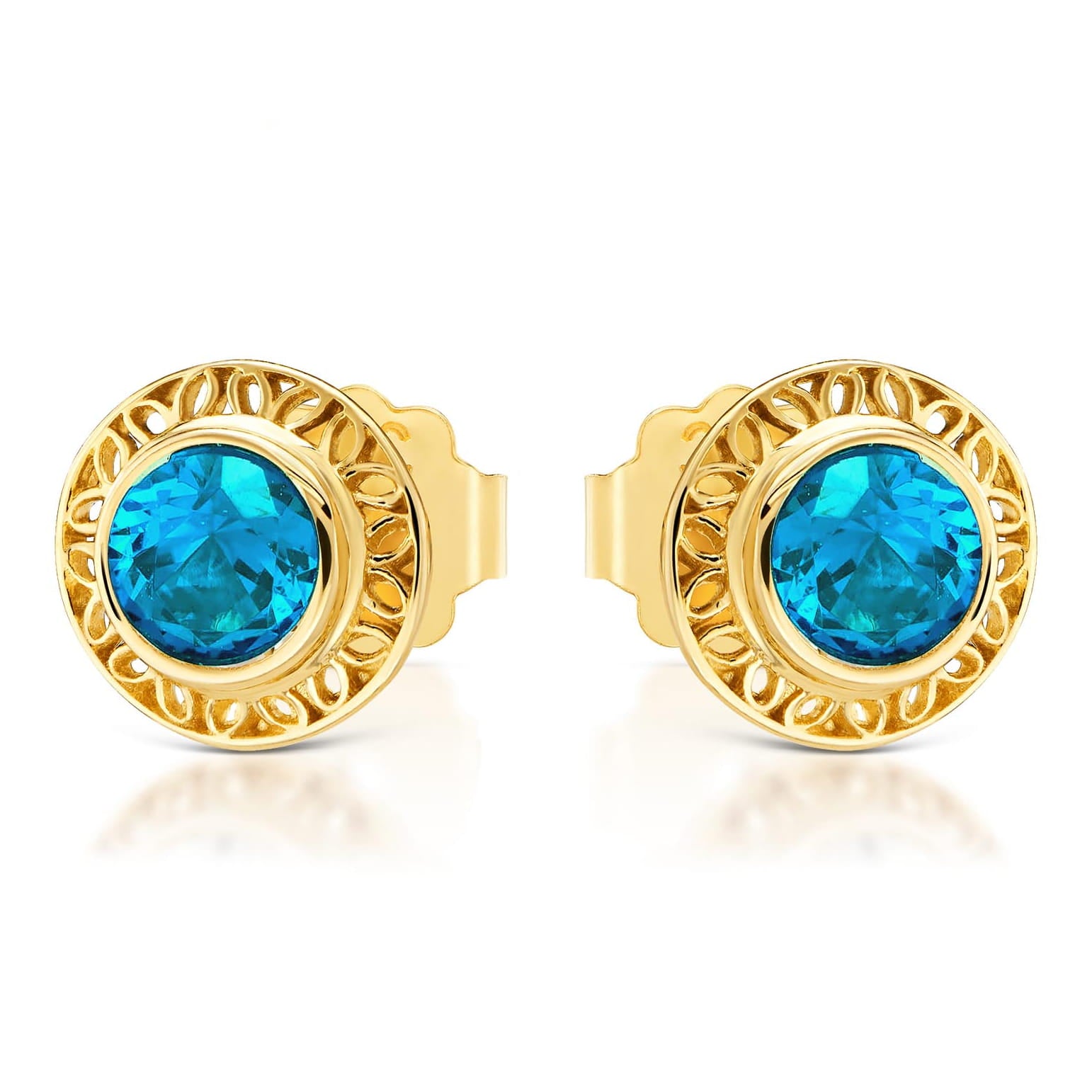 Cercei Aur 8K Ażurowy cu Zirconiu Turcoaz