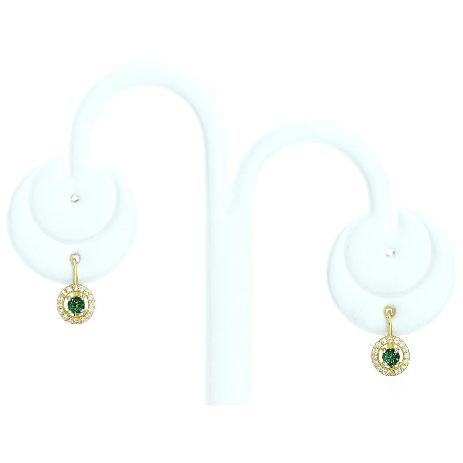 Cercei Rotunzi Aur 8K cu Zirconii Smarald