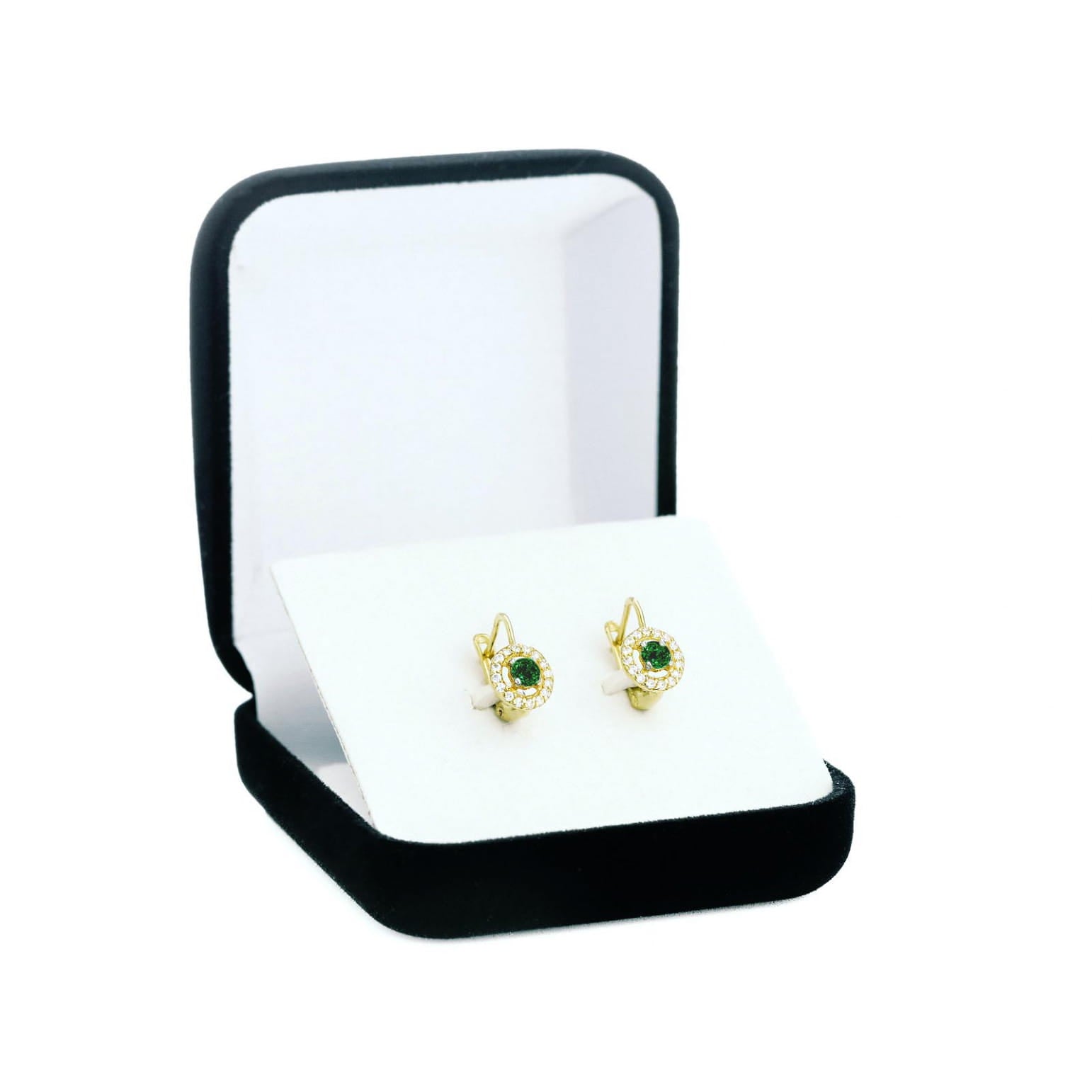 Cercei Rotunzi Aur 8K cu Zirconii Smarald