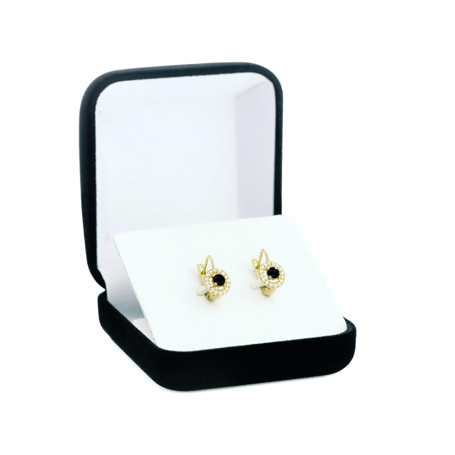 Cercei Rotunzi din Aur 8K cu Zirconii Negre