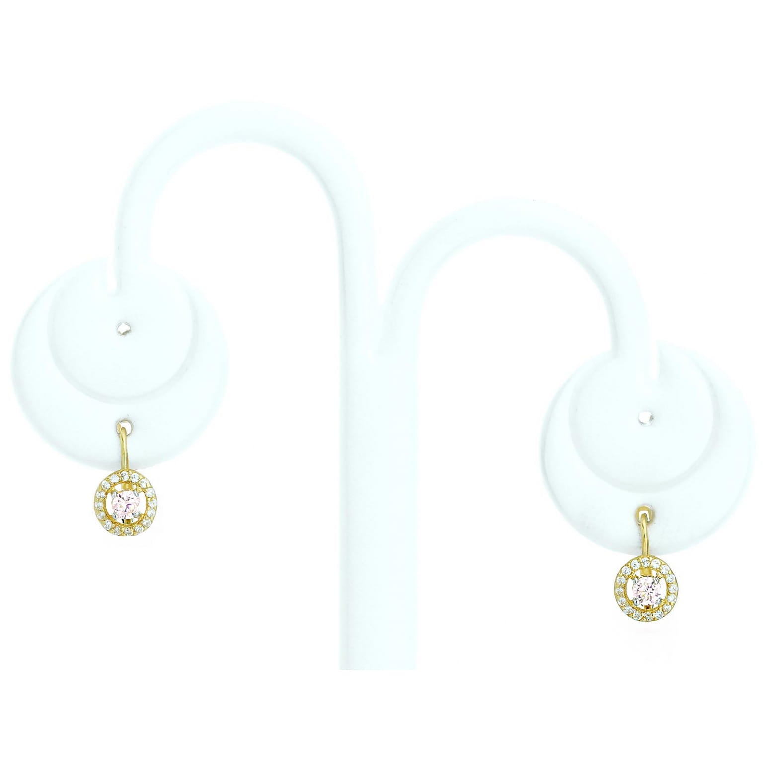 Cercei Rotunzi din Aur 8K cu Zirconii Roz