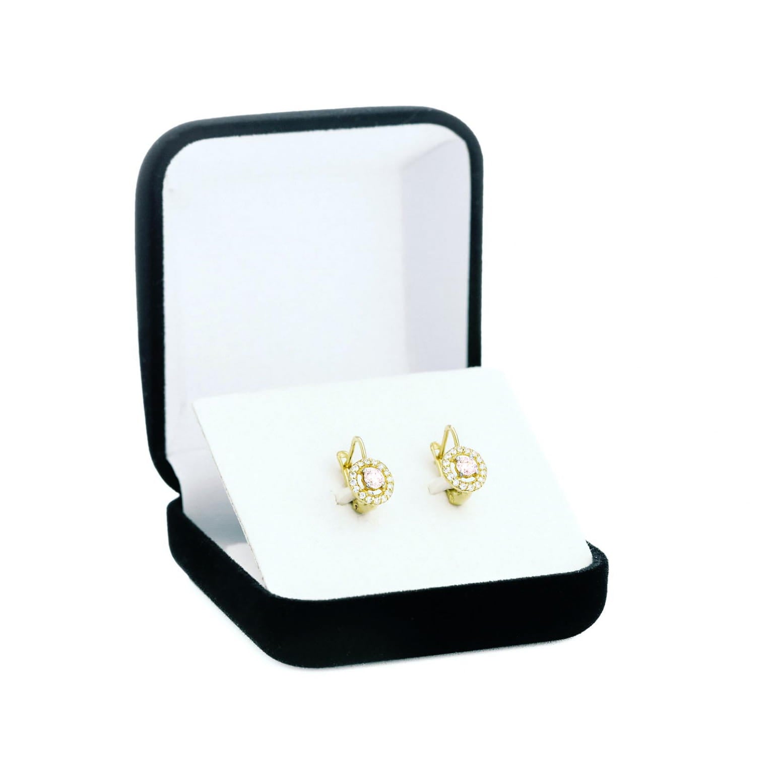 Cercei Rotunzi din Aur 8K cu Zirconii Roz