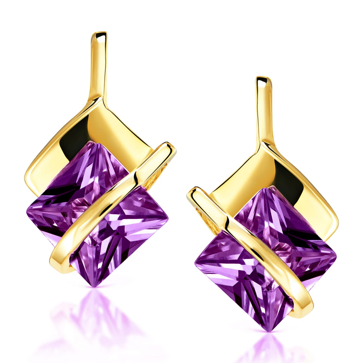 Cercei Aur 8K, Model Bandă, Culoare Violet