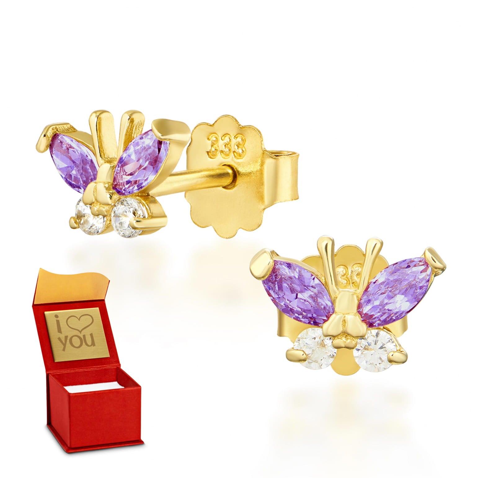 Cercei Aur 8K Fluturi Mov 1.158f