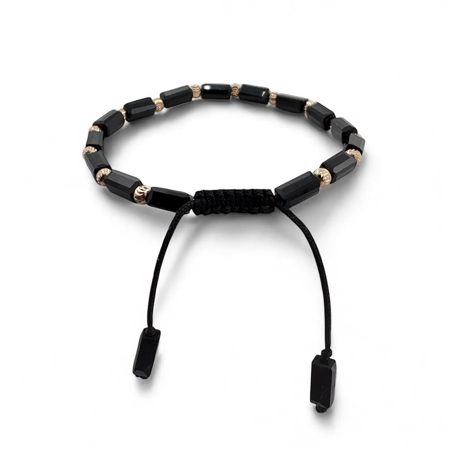 Bratara Bilute Moon Aur 14K cu Margele Negre