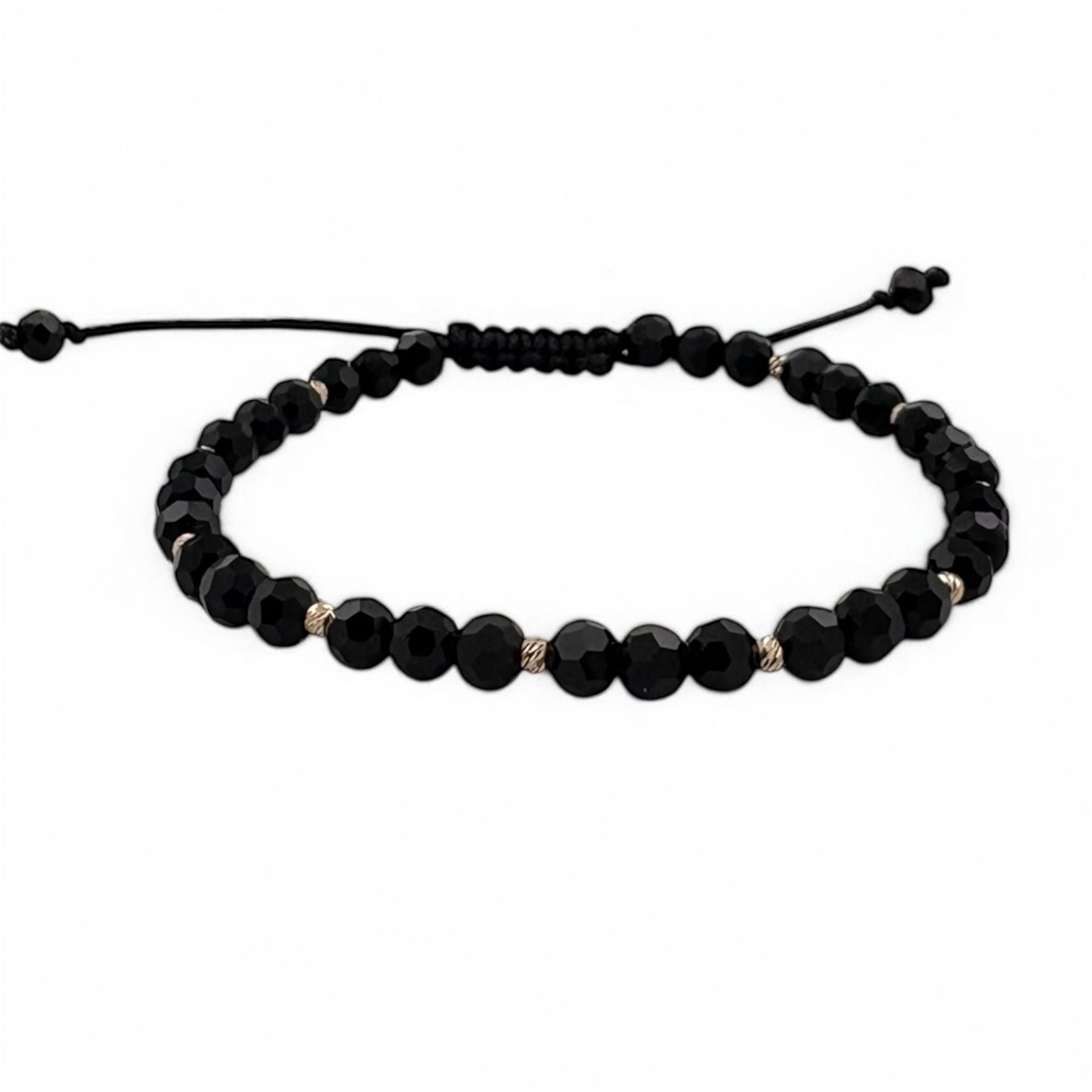 Bratara Bilute Slash Aur 14K cu Margele Negre